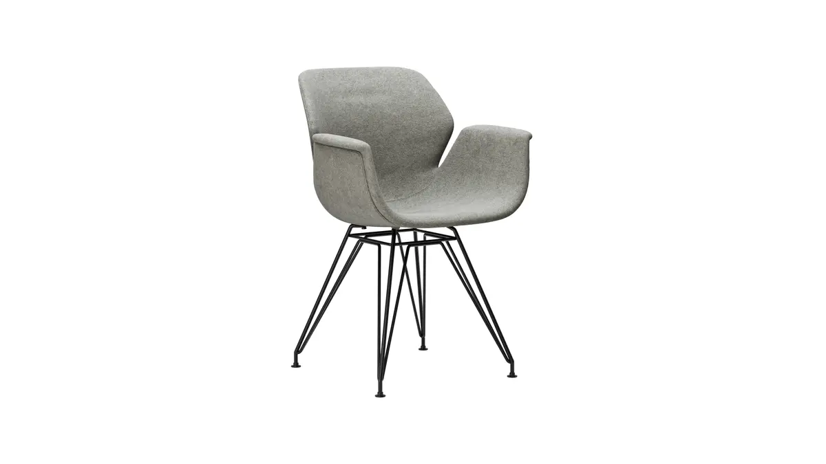 Armlehnstuhl Tooon - Stoff Kristallgrau, Gestell Metall, Schwarz