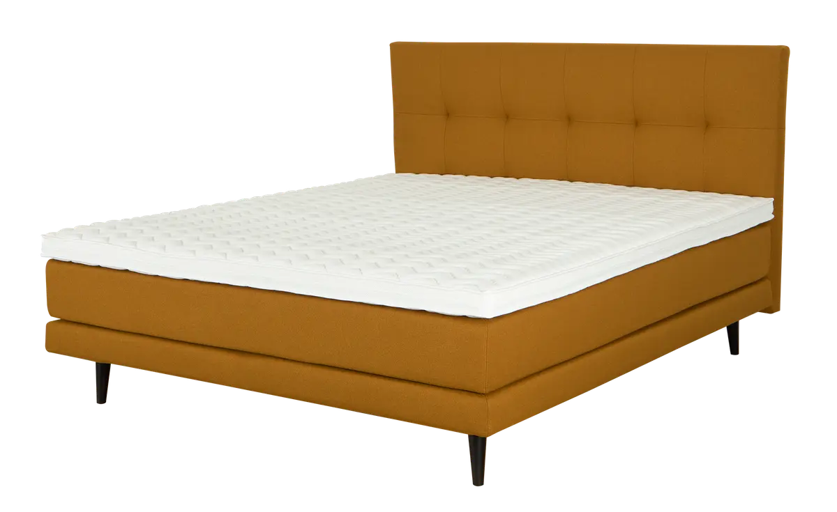 Boxspringbett Laura - Liegefläche ca. 180 x 200 cm, Stoff, Senfgelb