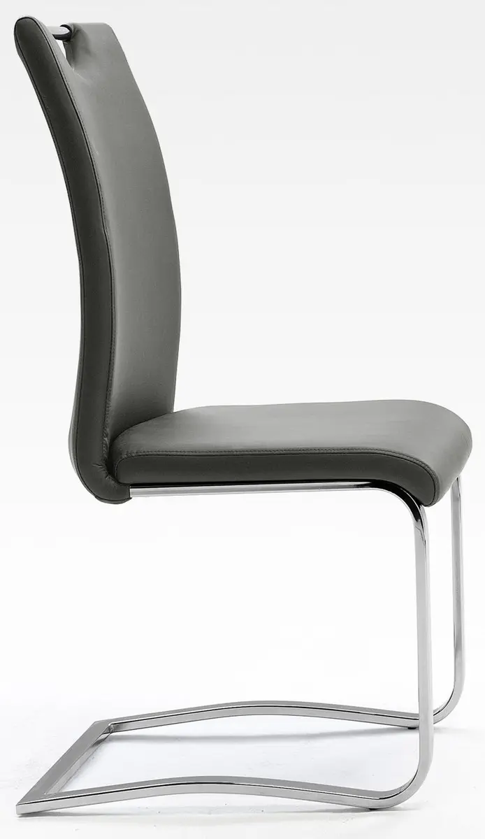 Freischwinger - Kunstleder, Grau, Chrom