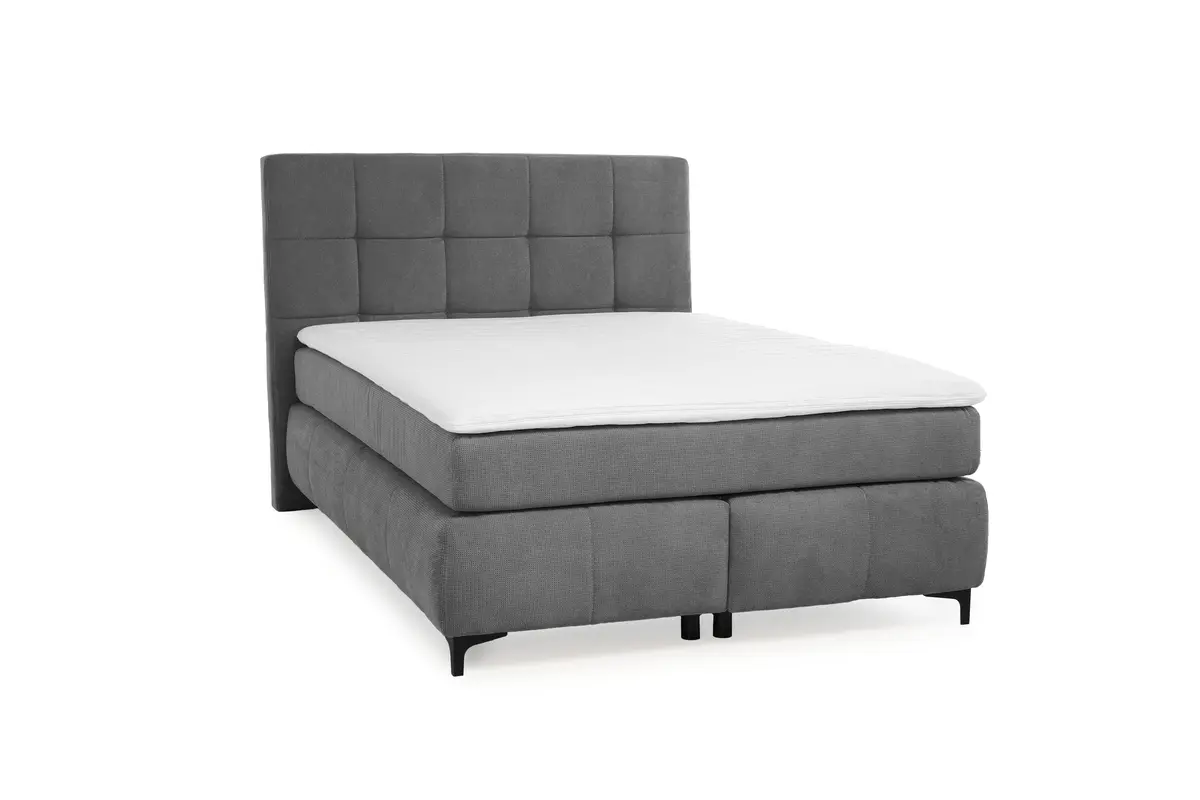Boxspringbett- Ligefläche ca. 140x200 cm, Stoff, Dunkelgrau
