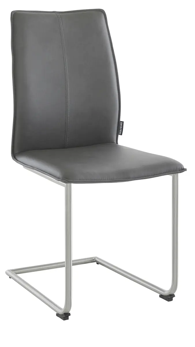 Freischwinger Stine - Leder, Anthrazit, Edelstahl gebürstet