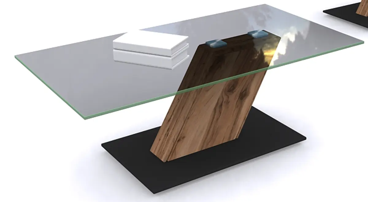 Couchtisch - LBH ca. 115x65x45 cm, Platte Glas, Grau