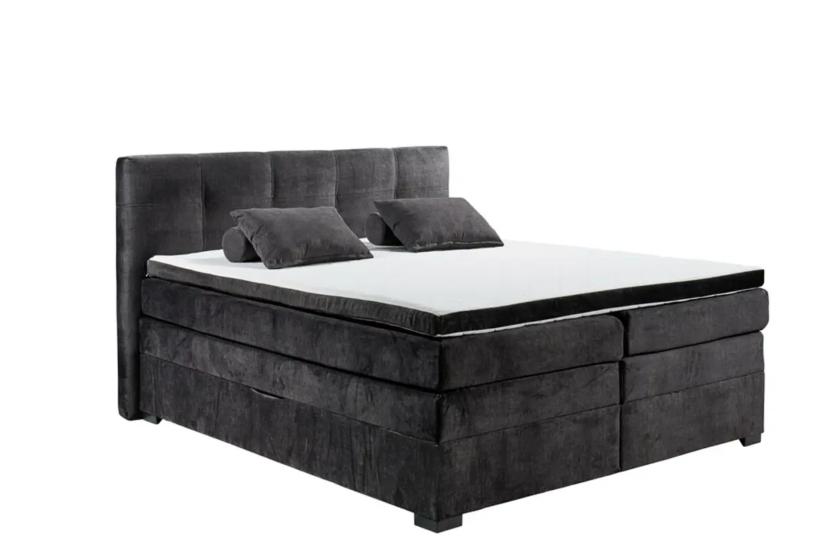 Boxspringbett - Liegefläche ca. 180x200 cm, Stoff, Schwarz