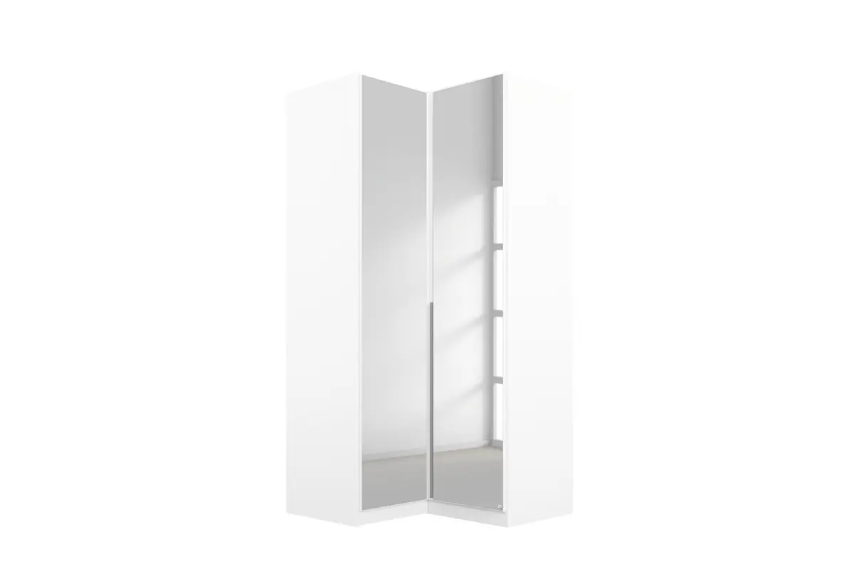 Eck-Drehtürenschrank- B ca. 100 cm, Weiß, Spiegel
