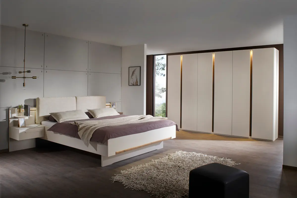 Schlafzimmer - inkl. Beleuchtung, Abs. Atlantic Oak, Champagner