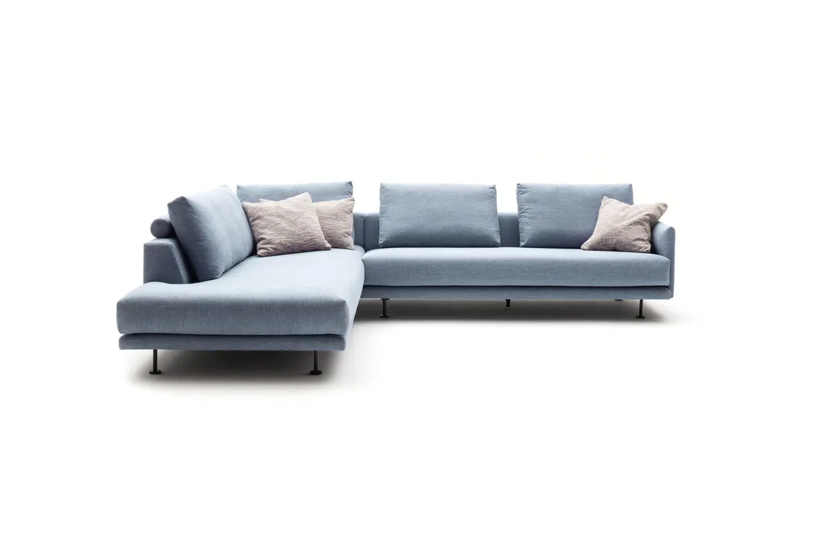 Ecksofa Cuneo - Ecke links mit 2,5-Sitzer, Stoff, Hellblau