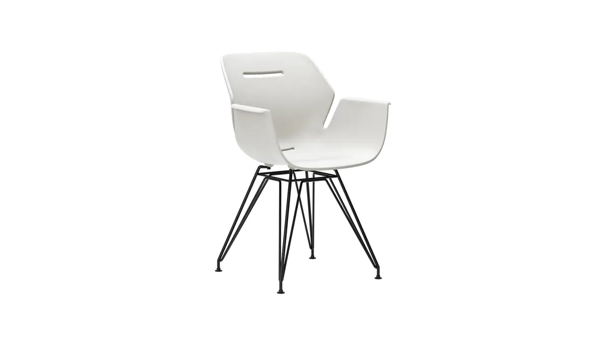 Armlehnstuhl Tooon - Kunststoffschale, Weiß, Gestell Metall, Schwarz