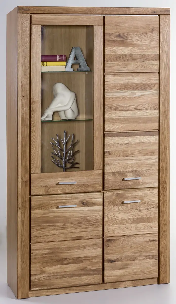 Vitrine - mit Beleuchtung, Wildeiche teilmassiv, geölt