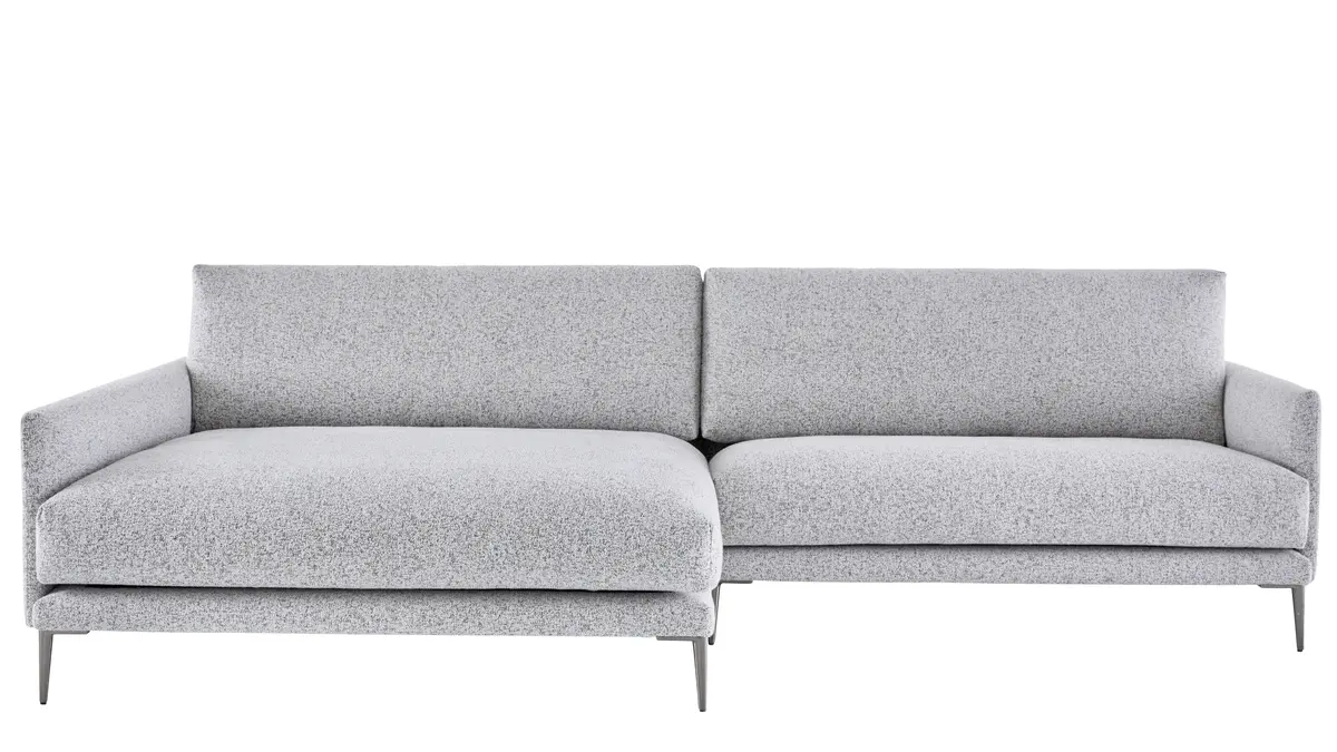 Ecksofa Cuneo Klassik - Longchair links, 2-Sitzer, Stoff, Hellgrau