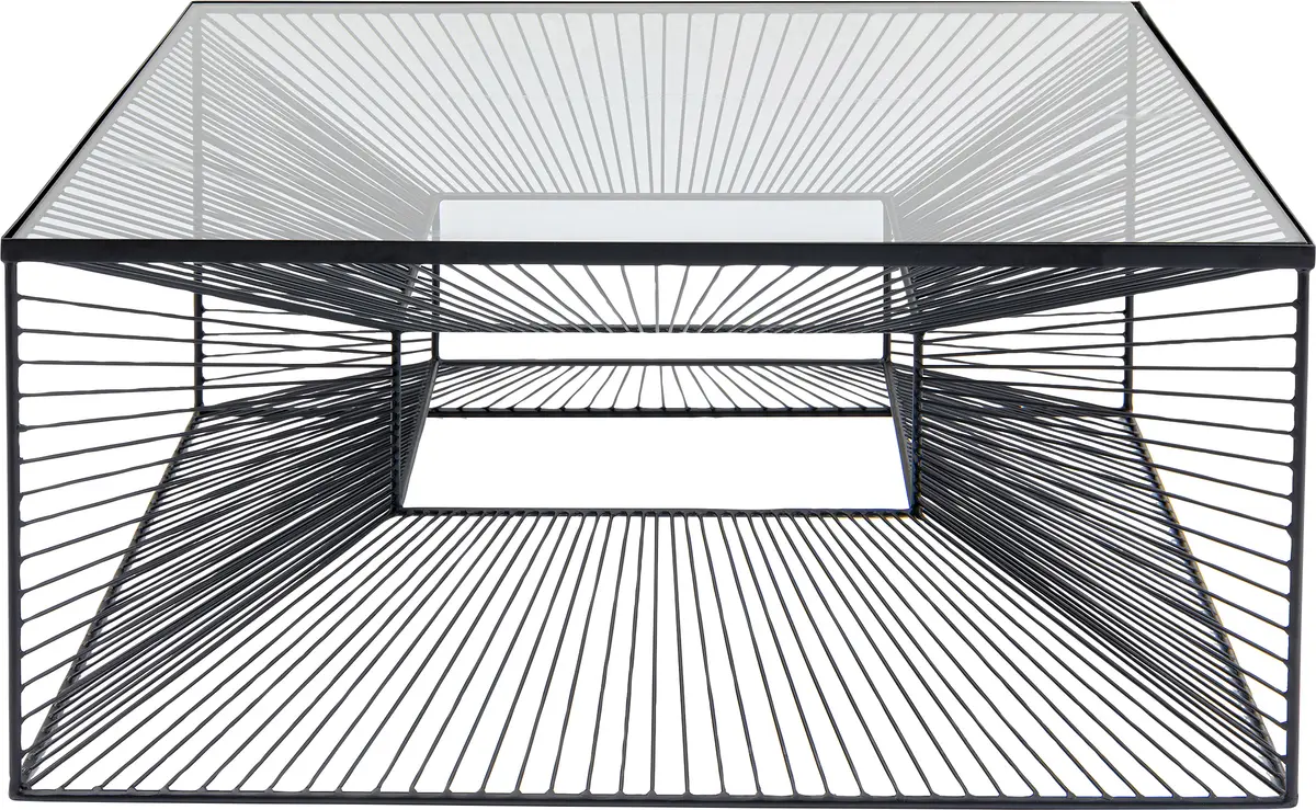 Couchtisch- LB ca. 80x80 cm, Stahl pulverbeschichtet, Glas, Schwarz