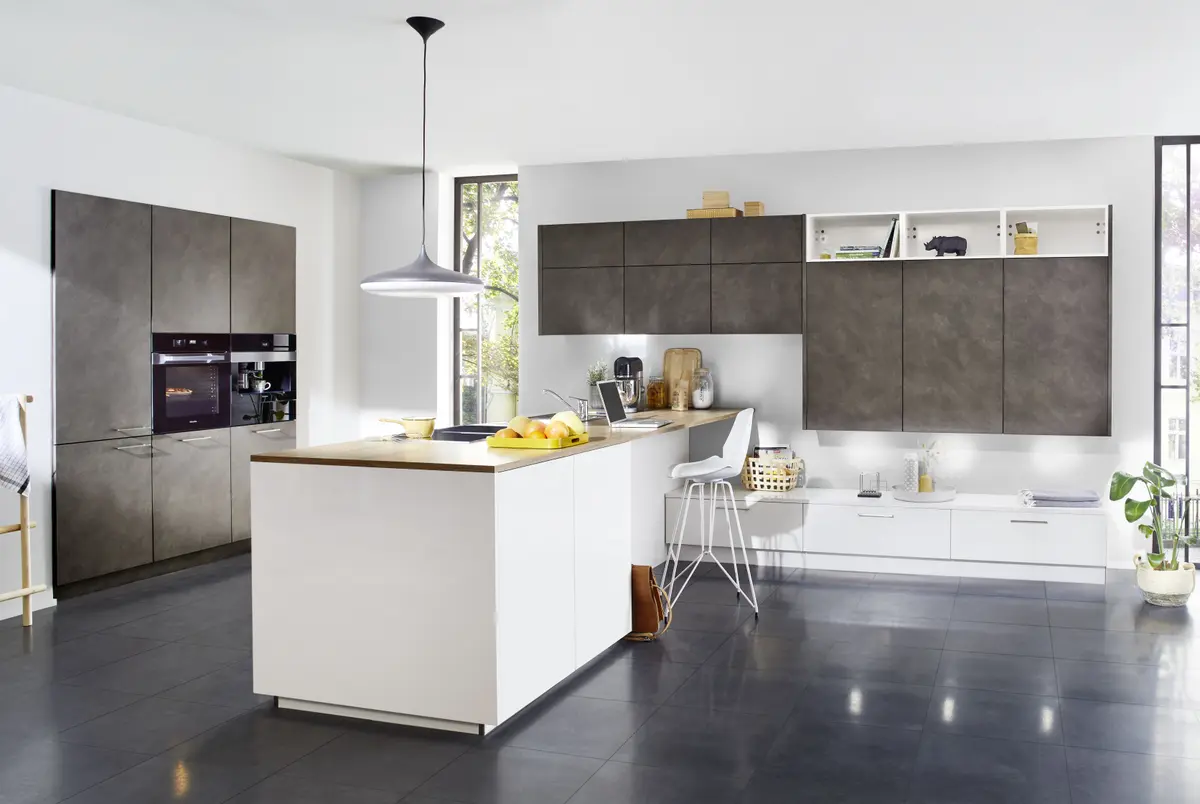 Inselküche 41.130 5 421, Zement anthrazit Nachbildung