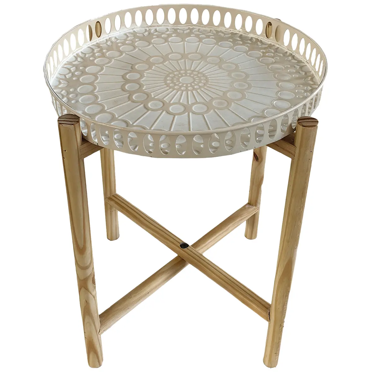 Deko-Beistelltisch - 2-tlg., Weiß/Creme/Natur, HD ca. 55x45 cm