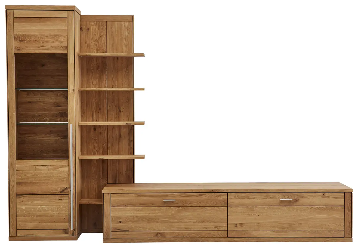 Wohnwand Faro Plus - BHT ca. 313x213x54 cm, Wildeiche massiv