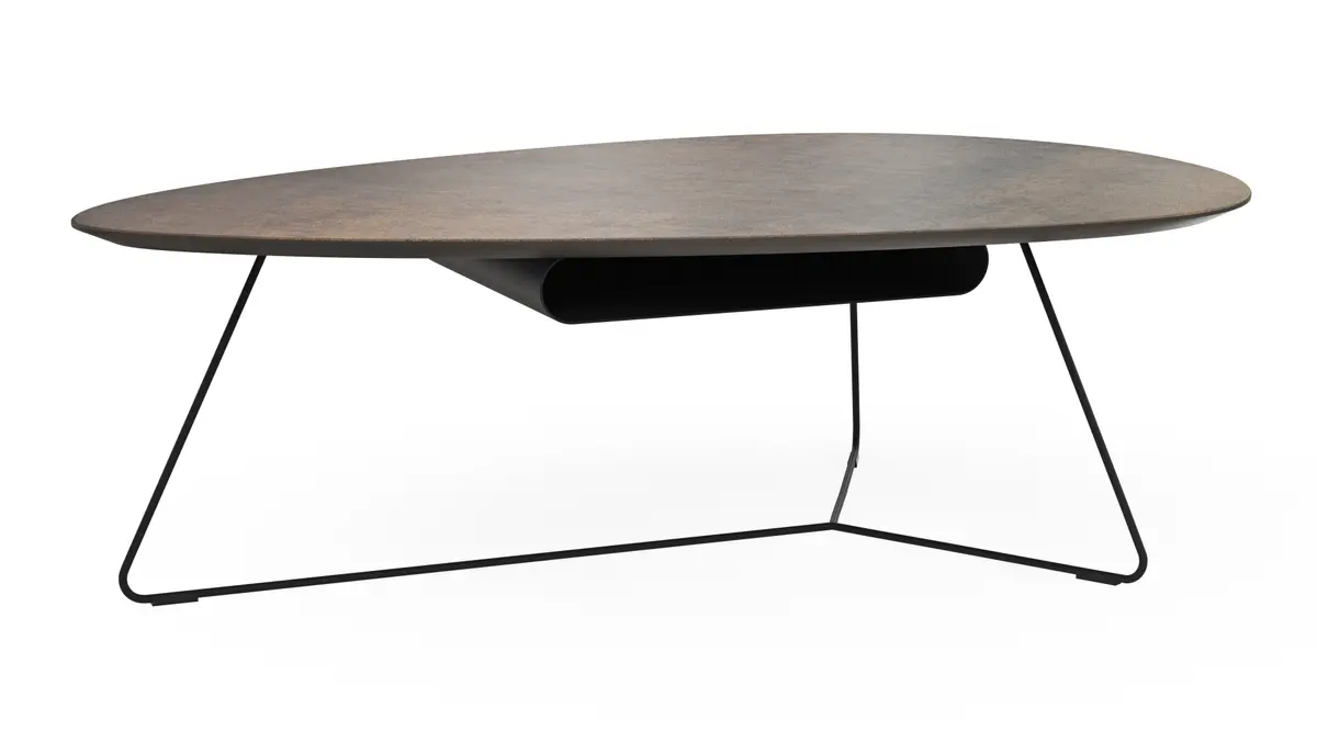 Couchtisch Fano - LBH ca. 121x75x38 cm, Ceramistone, Graubraun