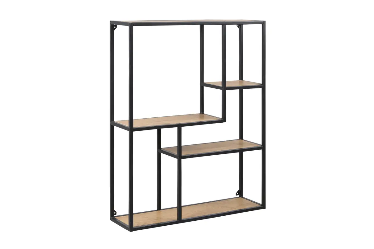 Bücherregal - Wildeiche Nachbildung, Metall schwarz 