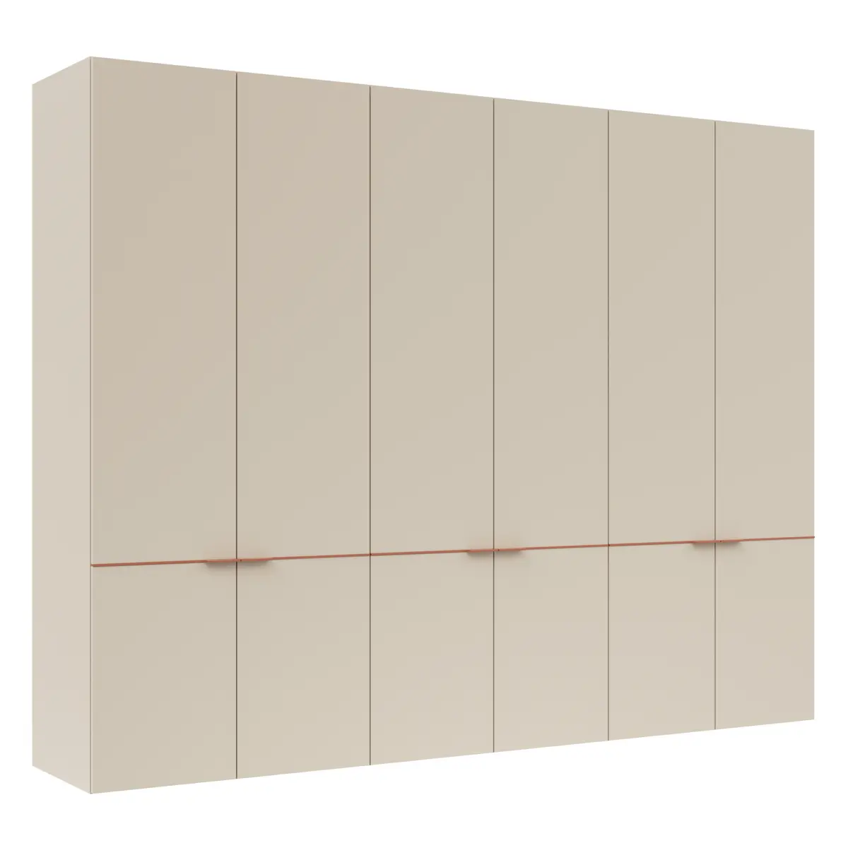 Drehtürenschrank Matera - BTH ca. 301x60x235 cm, Lack Kaschmir, Abs. Pfirsich