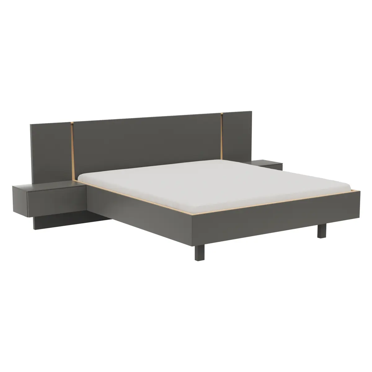 Bettanlage Matera - Lack, Grau, Absetzung Gelb