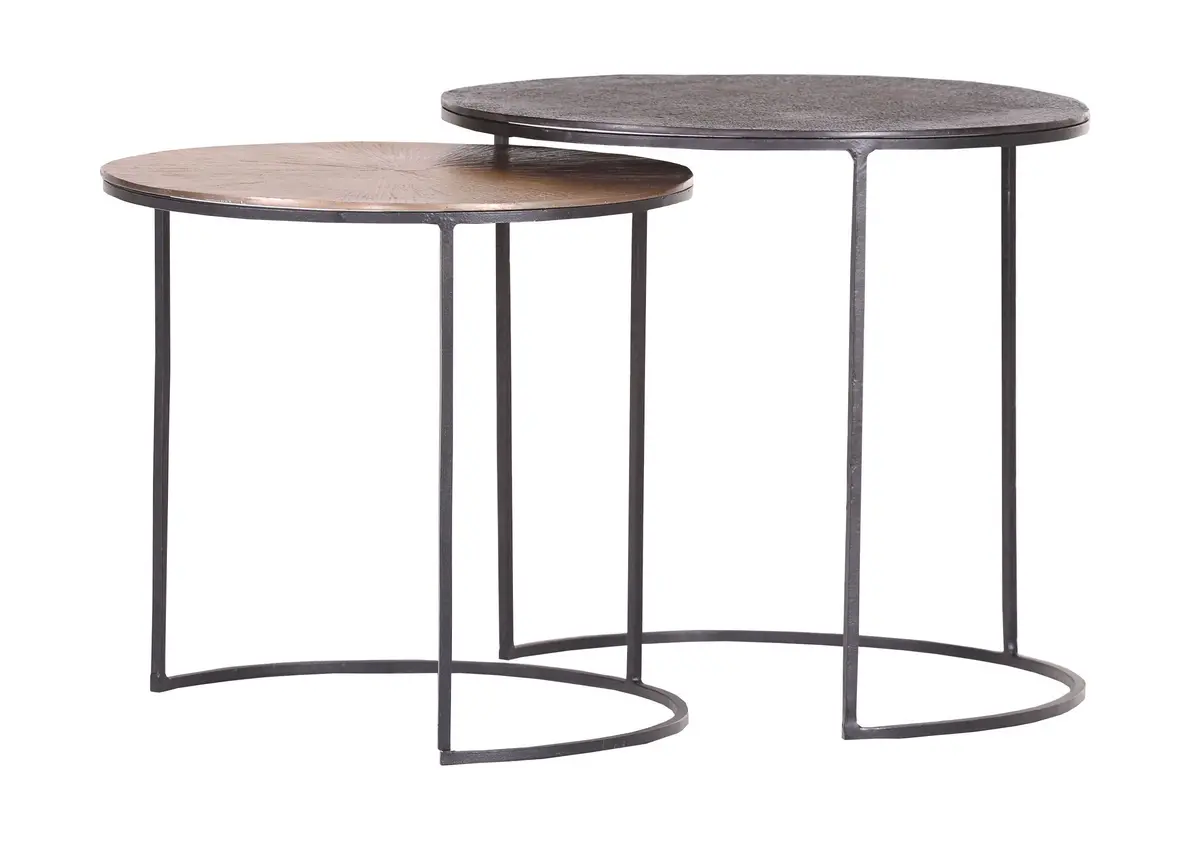 Beistelltisch-Set Henry & June - D. 55 cm, Metall, Schwarz