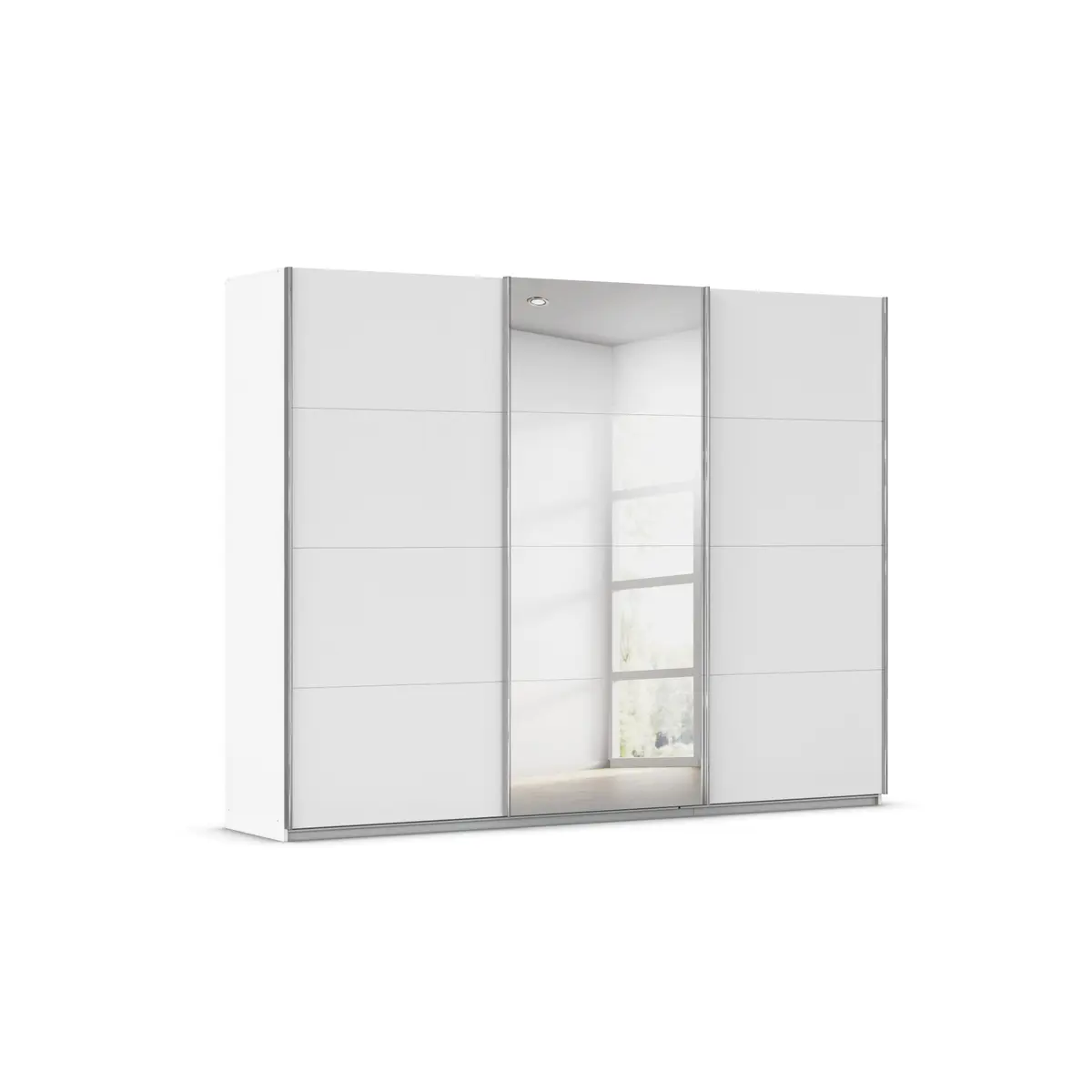 Schwebetürenschrank RIVASA- B ca. 271 cm, Weiß, Spiegel