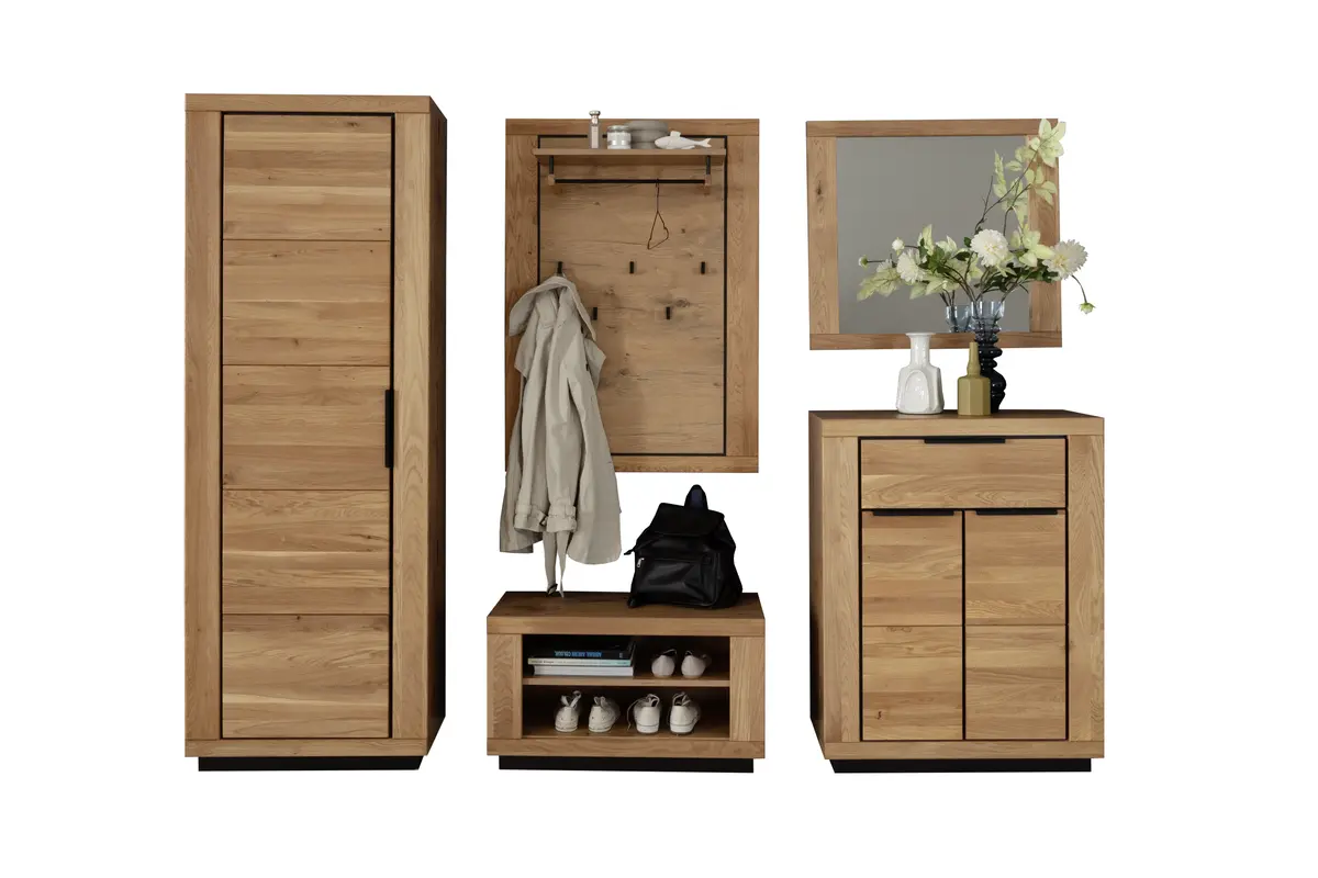 Garderobe - Wildeiche Nachbildung, Wildeiche massiv geölt