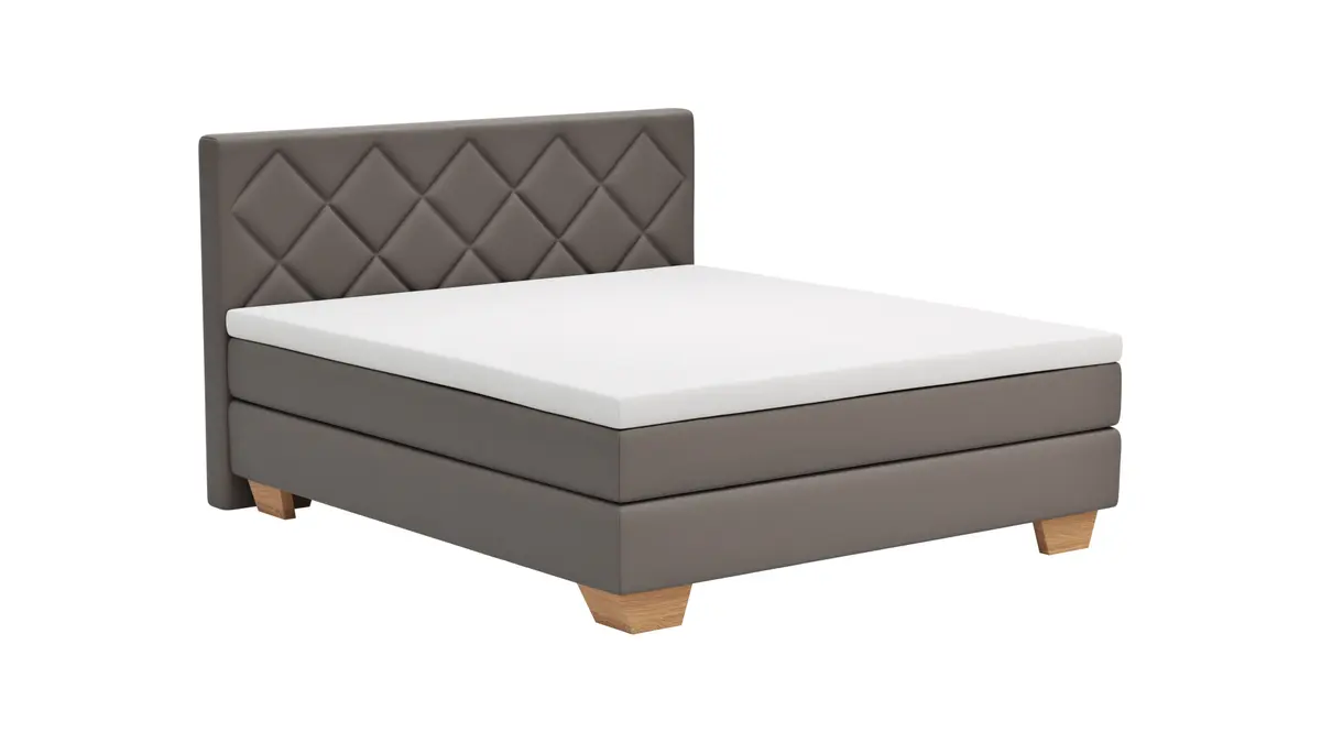 Boxspringbett Taja - Liegefläche ca. 180x200 cm, Stoff, Taupe