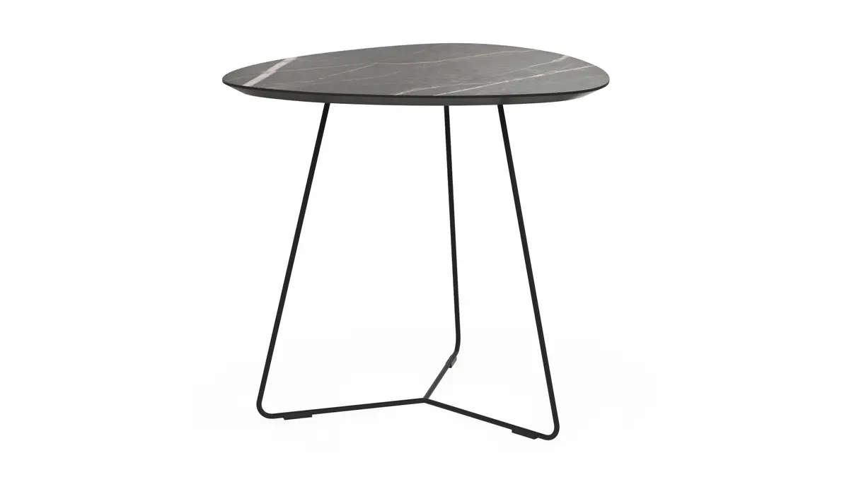 Ecktisch Fano - LBH ca. 59x50x55 cm, HPL, Schwarz Marmoriert