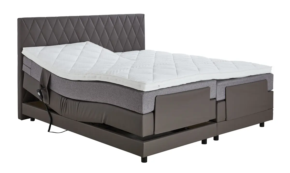 Boxspringbett Valencia - inkl. Motorbox, Liegefläche ca. 180x200cm, Stoff, Dunkelgrau