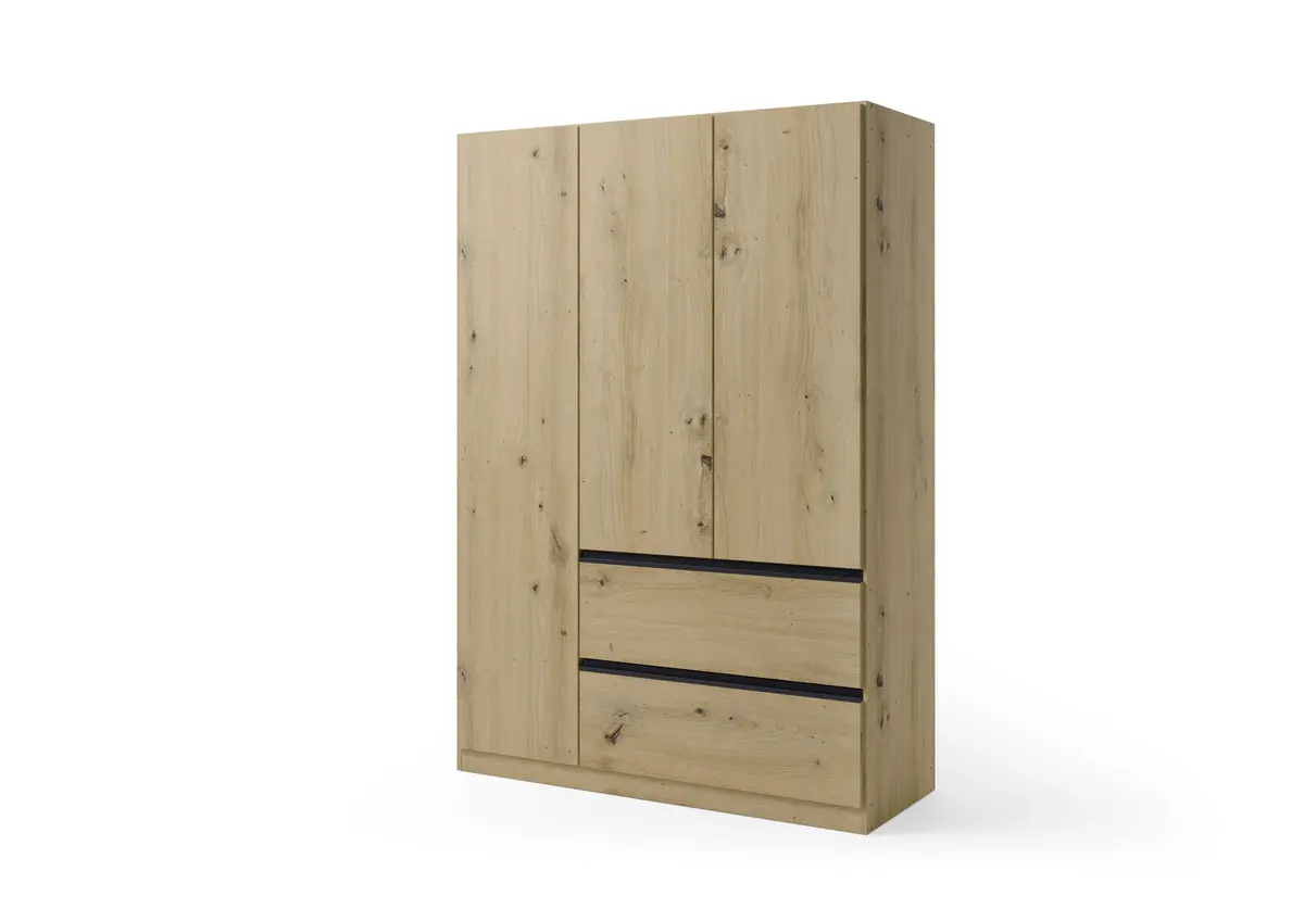 Drehtürenschrank RASA- B ca. 136 cm, Eiche  Dekor