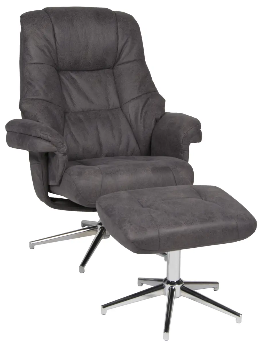 Relaxsessel mit Hocker - drehbar, Relaxfunktion, Microfaser, Anthrazit
