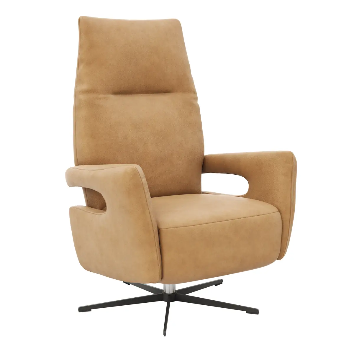 Relaxsessel Lucero 2.0 -  Kopfteil/Fußteil/Rückenlehne verstellbar, Leder, Cognac