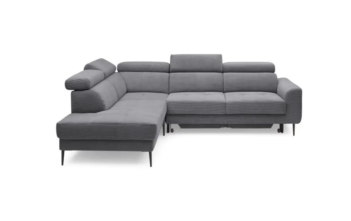 Ecksofa CHARIS - Ecke links, 2-Sitzer inkl. Schlaffunktion und Bettkasten, Microfaser, Anthrazit