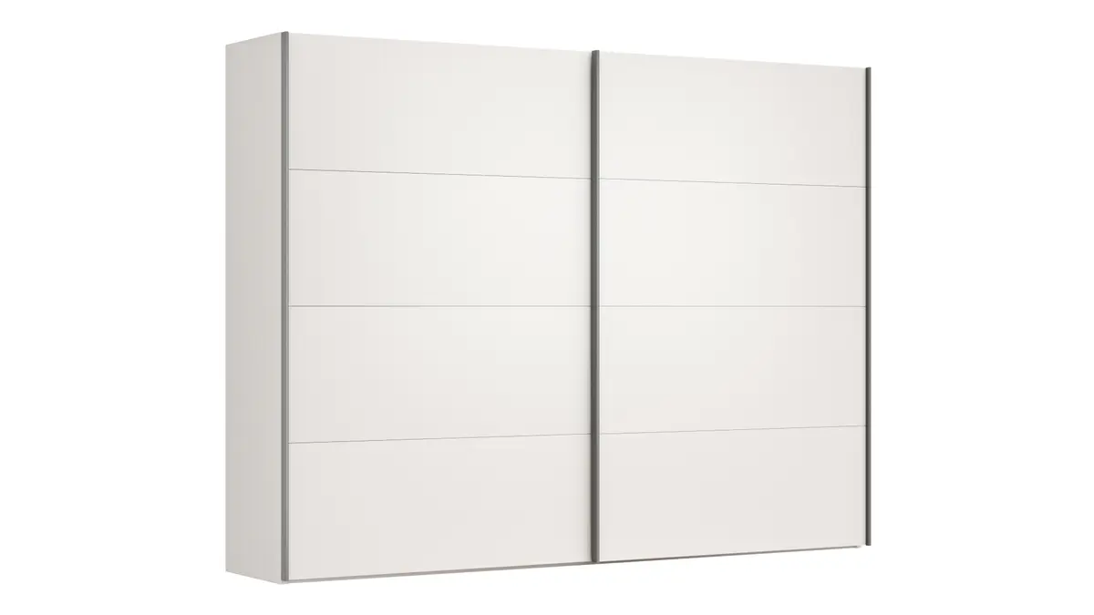 Schwebetürenschrank Viana - B ca. 301 cm, Lack, Weiß