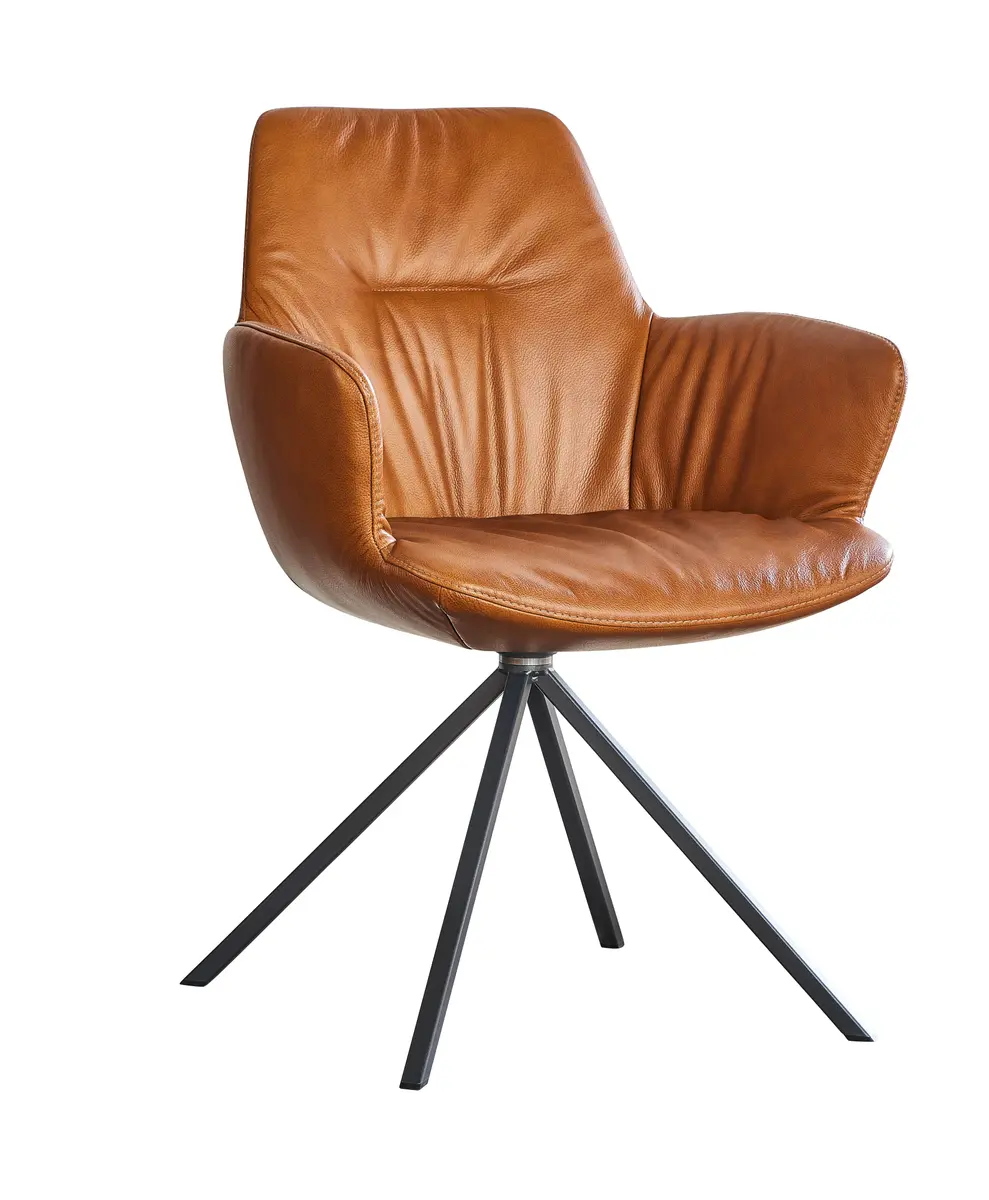 Armlehnstuhl Pegara - Leder, Cognac