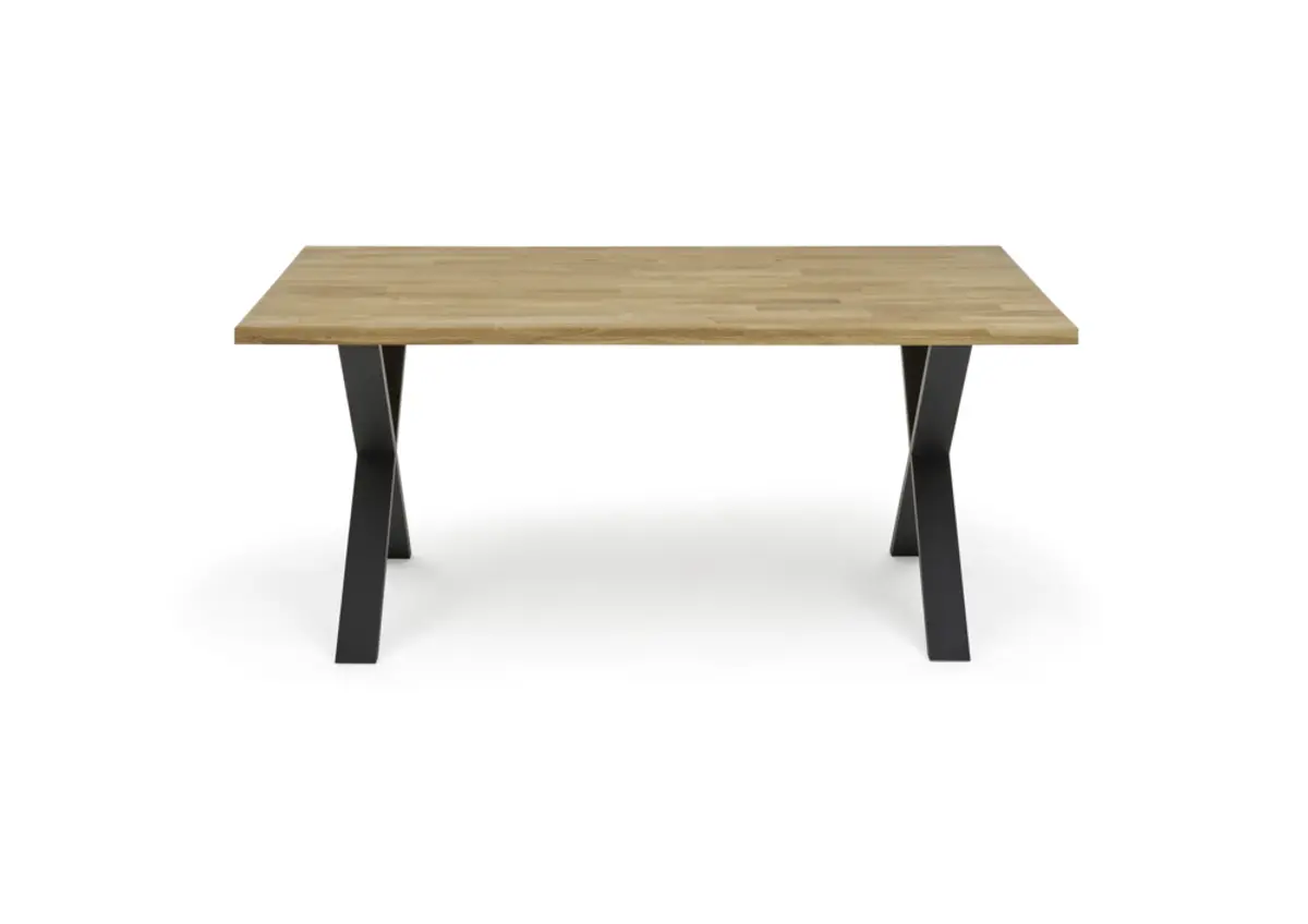 Esstisch- LB ca. 180x100 cm, Eiche, Massiv, Geölt, Metall, Schwarz