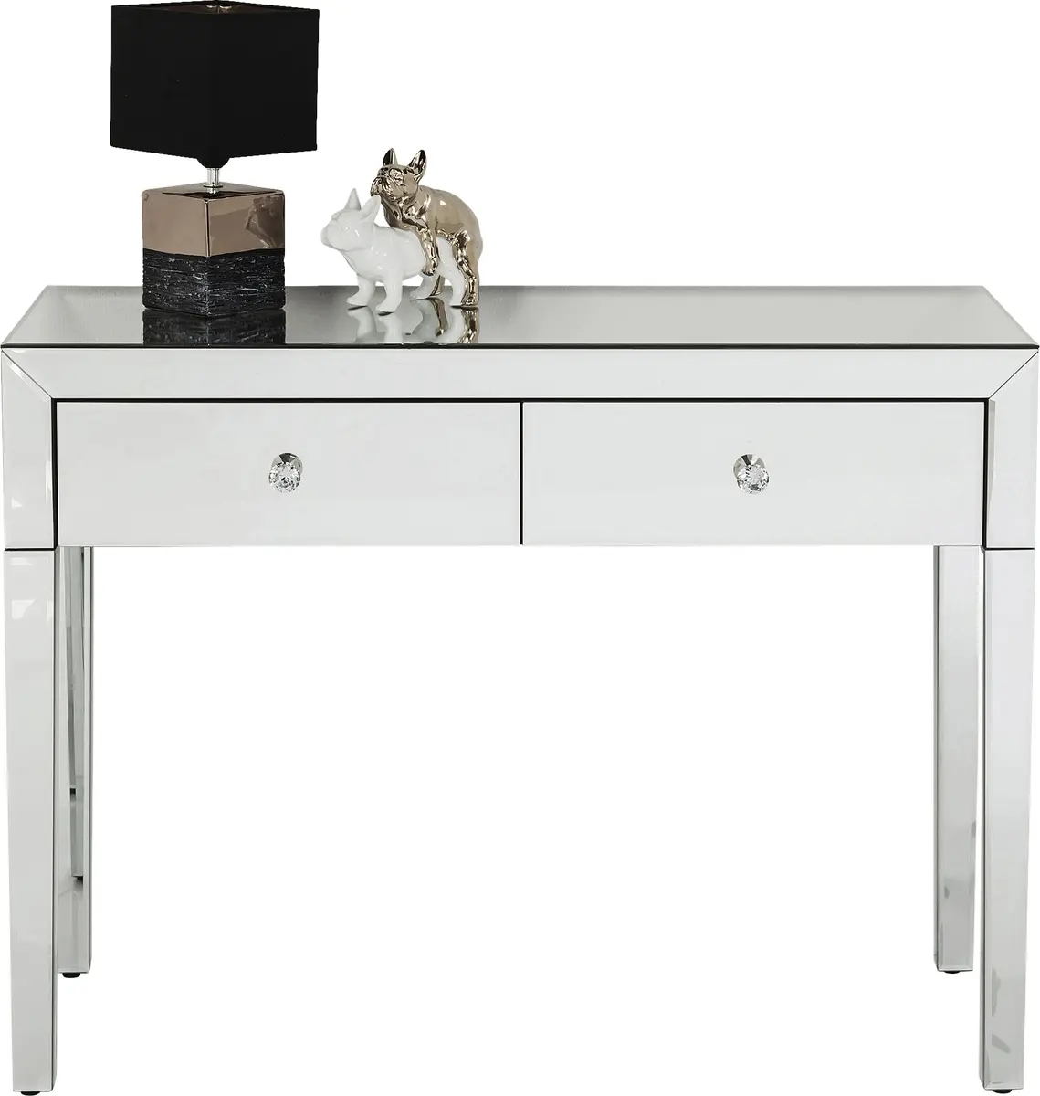 Konsolentisch- LB ca. 100x40 cm, Weiß, Lackiert, Verspiegelt