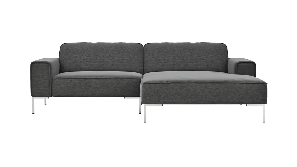 Ecksofa Morten - 1,5-Sitzer, Longchair rechts, Stoff, Grau-Beige