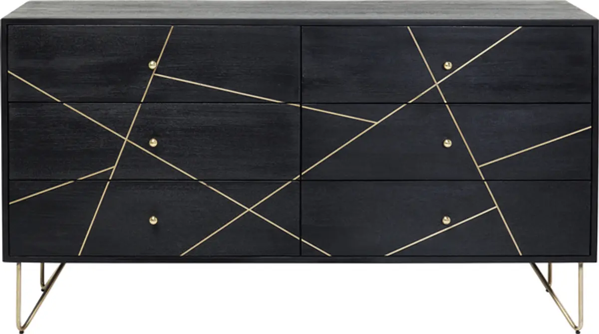 Sideboard- Massivholz, Mango, Schwarz, Lackiert