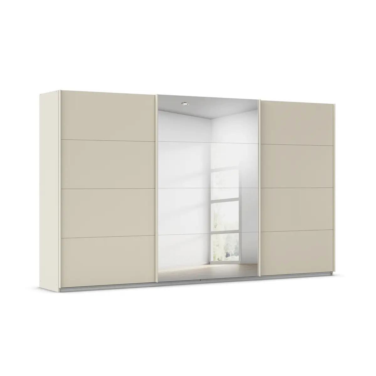 Schwebetürenschrank RIVASA- B ca. 361 cm, Champagner, Spiegel