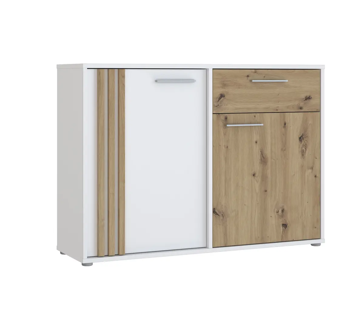 Kommode FLORISS- Weiß, Eiche Dekor