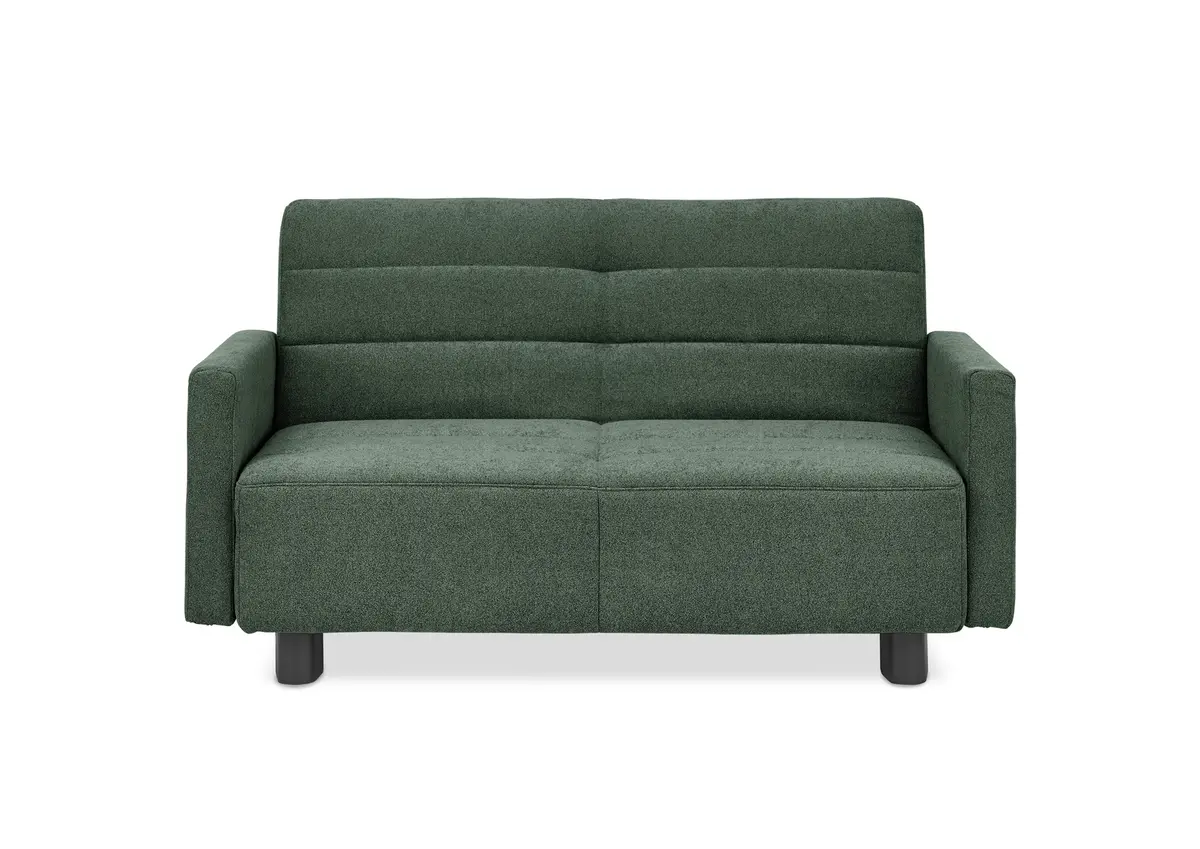 Faltsofa Easy - 2-Sitzer, ca. 140 cm inkl. Schlaffunktion/Topper/Armteil verstellbar, Stoff, Dunkelgrün
