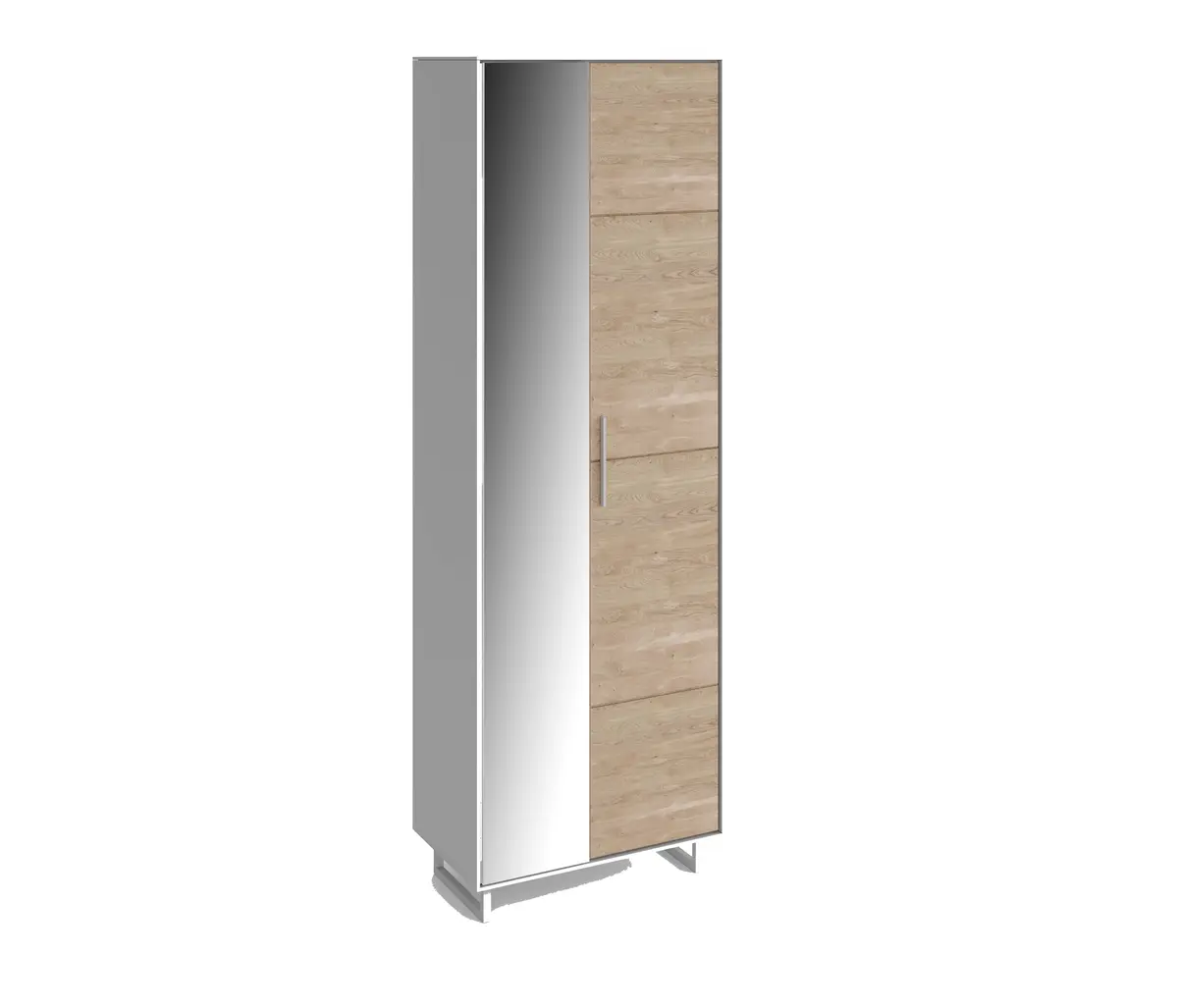 Garderobenschrank - B ca. 70 cm, Kreidefarben, Eiche bianco massiv geölt