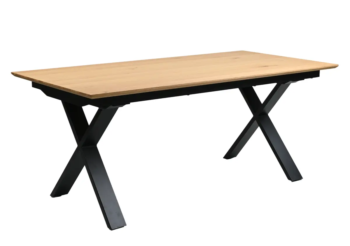 Esstisch MATTIES - ausziehbar, LB ca. 180x90 cm, Eiche Furnier, Schweizer Kante, Schwarz