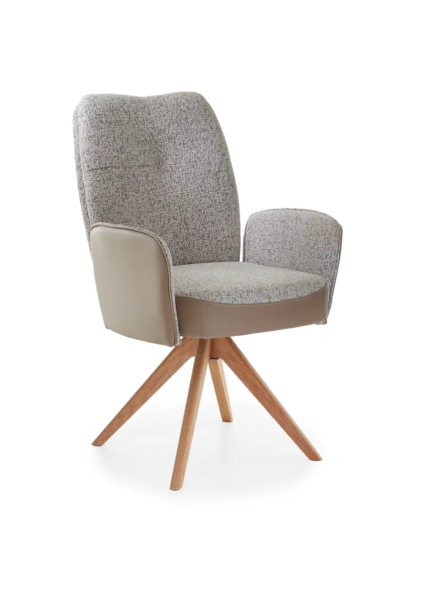 Armlehnstuhl - drehbar, Stoffkombination, Creme, Taupe