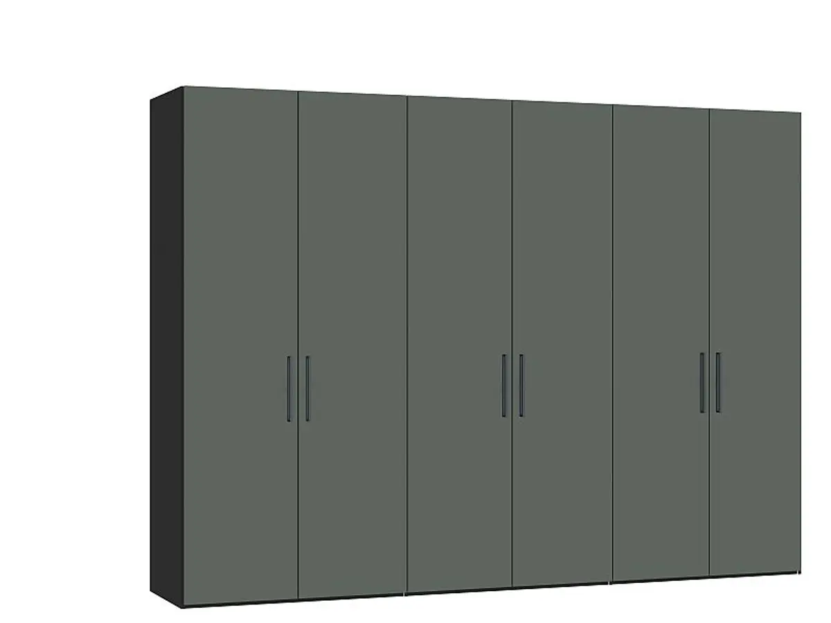 Drehtürenschrank JOIN IT- B ca. 303 cm., Schwarz, Glas, Graugrün