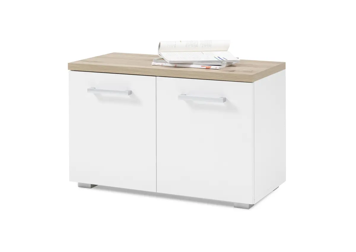 Schuhbank - B ca. 78 cm, Weiß, Artisan Eiche Nachbildung