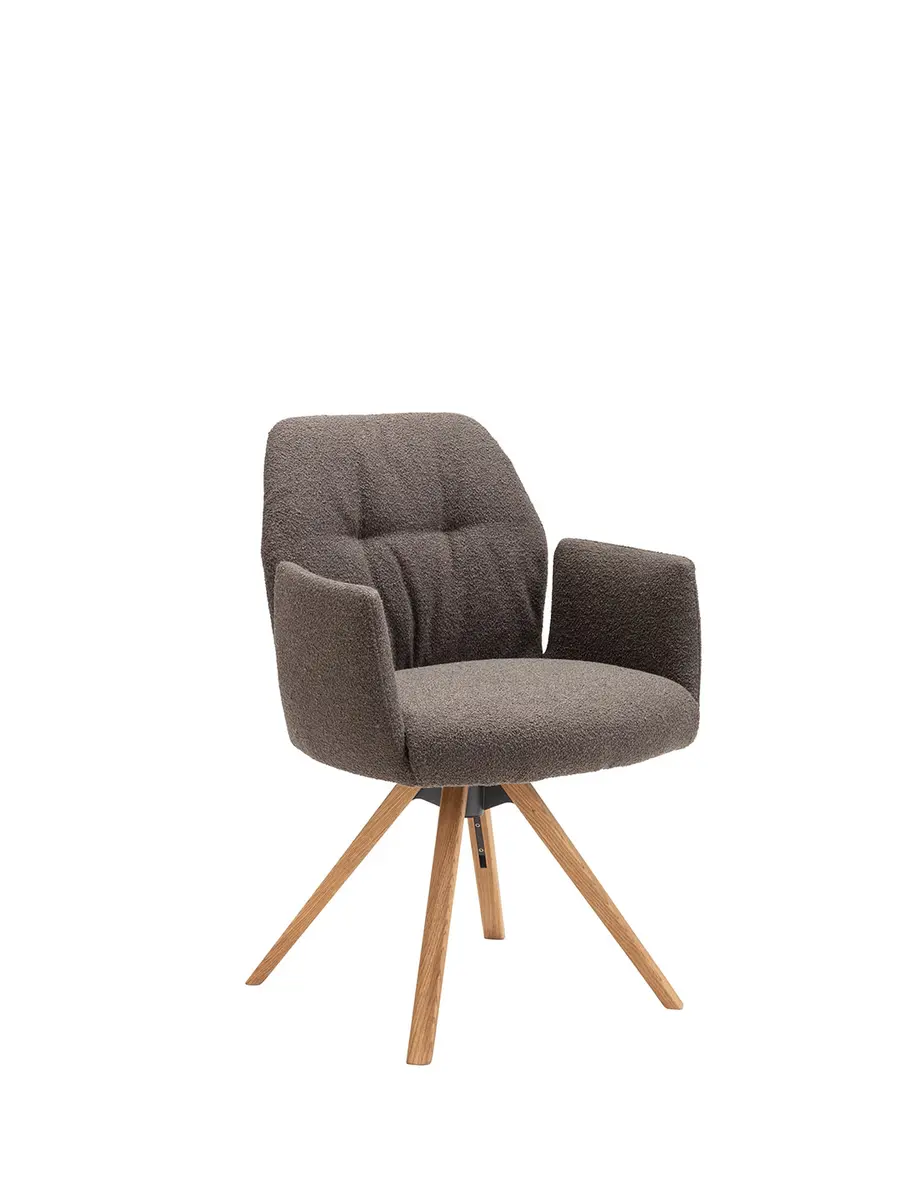 Armlehnstuhl Nashville - drehbar, Stoff, Dunkelbraun