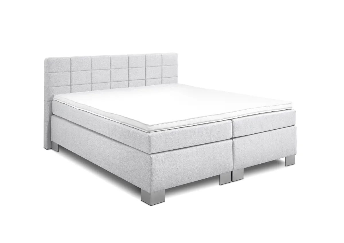 Boxspringbett HAIKOS- Liegefläche ca. 180x200 cm, Stoff, Hellgrau,  Bonell/Bonell