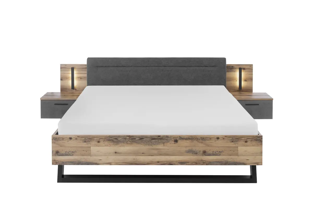 Bettanlage- Liegefläche ca. 180x200 cm, Holzdekor, Dunkelgrau