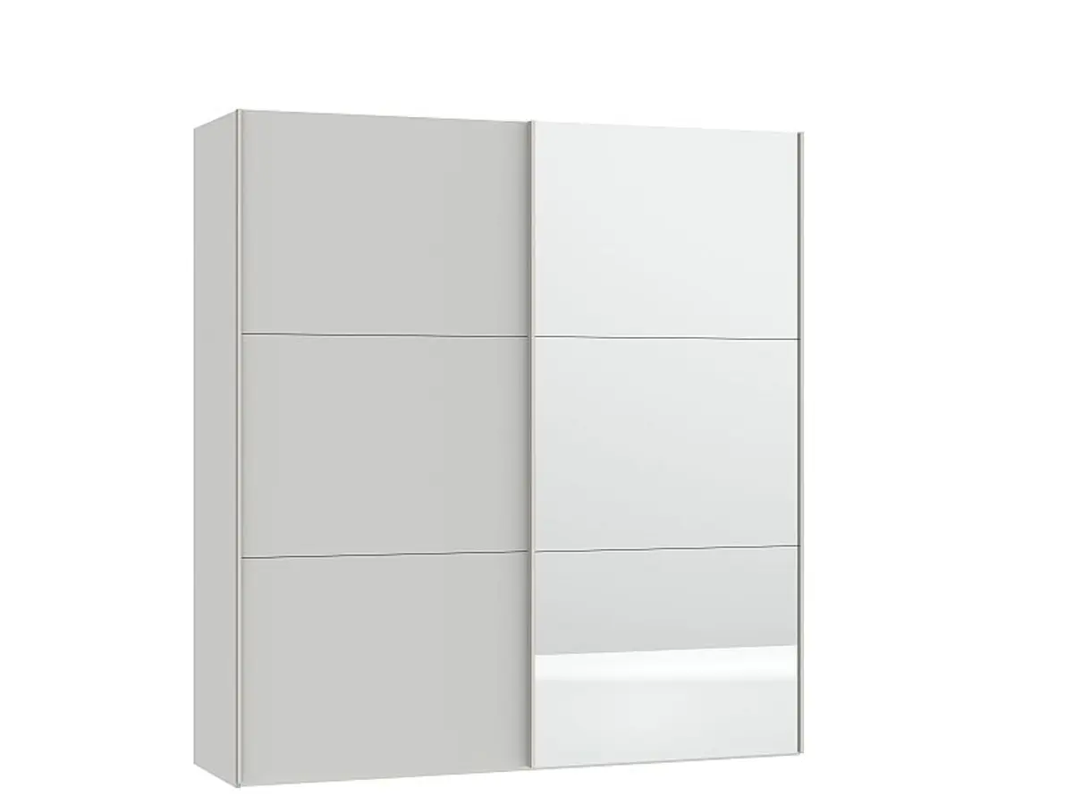 Schwebetürenschrank JOIN IT- B ca. 202 cm., Hellgrau, Matt, Spiegel