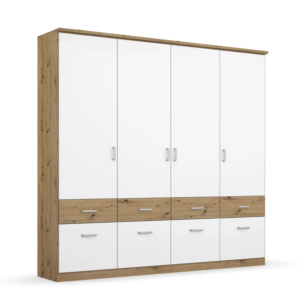 Drehtürenschrank ROYAN- B ca. 181 cm, Eiche Dekor, Weiß